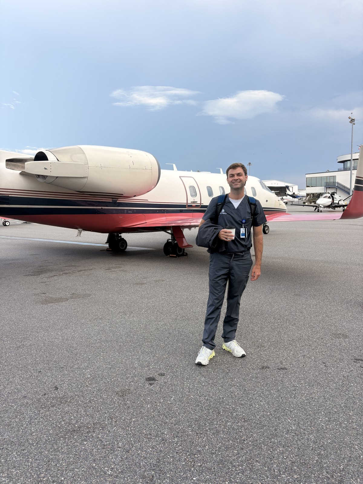 Chartered jet waiting on the tarmac before an organ recovery flight